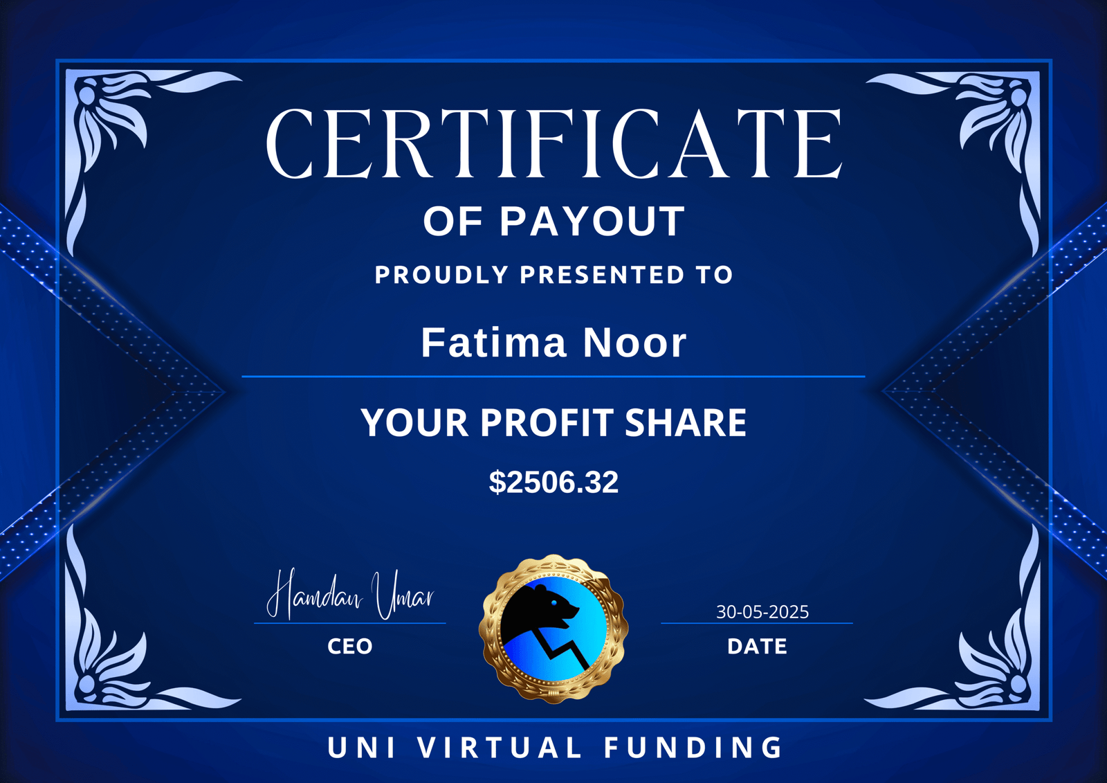 Fatima Noor Certificate